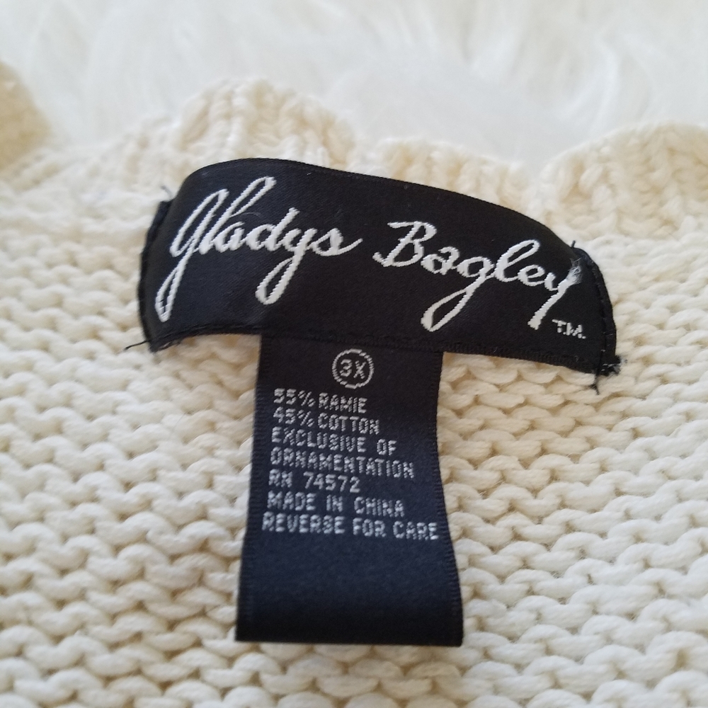 Vtg Gladys Bagley Granny Core Floral Embroidery Button Front Cardigan Sweater - Picture 10 of 12